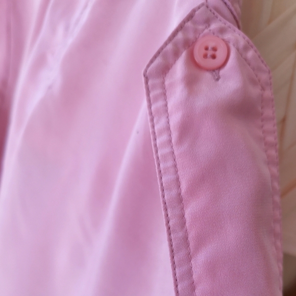 Vintage 80s Safari Style Silky Pink Blouse - Picture 6 of 7